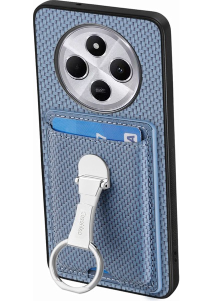 Telefon Kılıfı Xiaomi Redmi 14C 4G-14R 5G-Poco C75 4G Karbon Fiber Doku Deri Arka Kapak Kart Yuvaları İle Stand-Mavi (Yurt Dışından) fırsatları