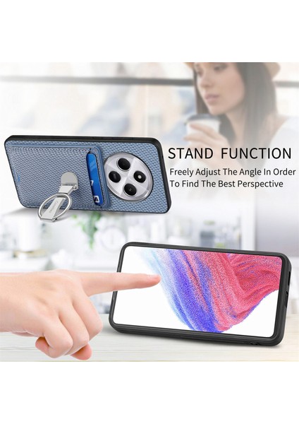 Telefon Kılıfı Xiaomi Redmi 14C 4G-14R 5G-Poco C75 4G Karbon Fiber Doku Deri Arka Kapak Kart Yuvaları İle Stand-Mavi (Yurt Dışından) indirimleri