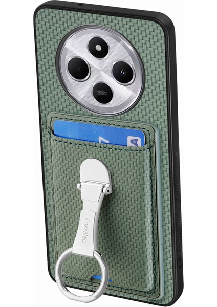 Telefon Kılıfı Xiaomi Redmi 14C 4G-14R 5G-Poco C75 4G Karbon Fiber Doku Deri Arka Kapak Kart Yuvaları İle Standı-Yeşil (Yurt Dışından) fırsatları