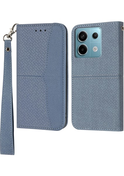 Xiaomi Redmi Note 13 Pro 5G-Poco X6 5G Kılıf Dokuma Doku Pu Deri Cüzdan Telefon Kapağı-Gri (Yurt Dışından)