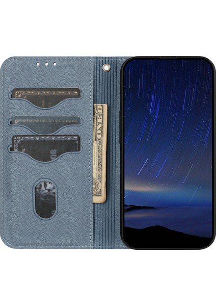 Xiaomi Redmi Note 13 Pro 5G-Poco X6 5G Kılıf Dokuma Doku Pu Deri Cüzdan Telefon Kapağı-Gri (Yurt Dışından)