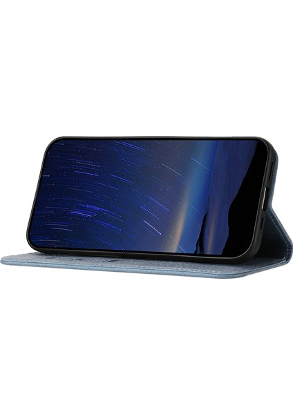 Xiaomi Redmi Note 13 Pro 5G-Poco X6 5G Kılıf Dokuma Doku Pu Deri Cüzdan Telefon Kapağı-Gri (Yurt Dışından)