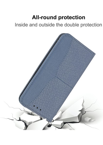 Xiaomi Redmi Note 13 Pro 5G-Poco X6 5G Kılıf Dokuma Doku Pu Deri Cüzdan Telefon Kapağı-Gri (Yurt Dışından)