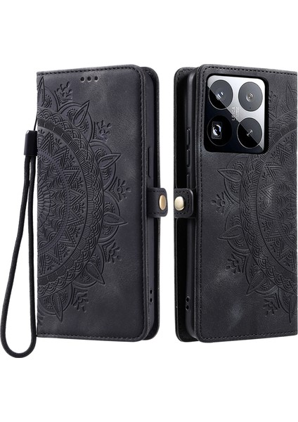Xiaomi 15 Pro Kılıf Için Skin Feel Totem Baskılı Cüzdan Deri Telefon Kapağı-Siyah (Yurt Dışından)