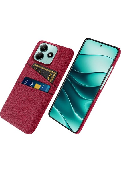 Xiaomi Redmi Note 14 5G Kılıf Bezi + Çift Kart Yuvalı Sert Pc Telefon Kapağı-Kırmızı (Yurt Dışından)