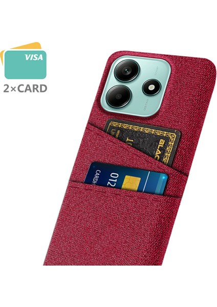 Xiaomi Redmi Note 14 5G Kılıf Bezi + Çift Kart Yuvalı Sert Pc Telefon Kapağı-Kırmızı (Yurt Dışından)