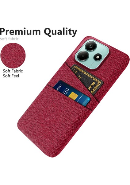 Xiaomi Redmi Note 14 5G Kılıf Bezi + Çift Kart Yuvalı Sert Pc Telefon Kapağı-Kırmızı (Yurt Dışından)