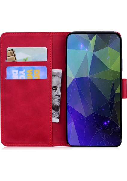 Xiaomi Redmi Note 14 Pro 5G Kılıf Tiger Baskı Deri Cüzdan Telefon Kapağı-Kırmızı (Yurt Dışından)