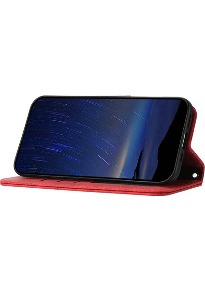 Xiaomi Redmi Note 14 5G Kılıf Cüzdan Skin-Touch Deri Baskılı Telefon Kapağı-Kırmızı (Yurt Dışından) modelleri