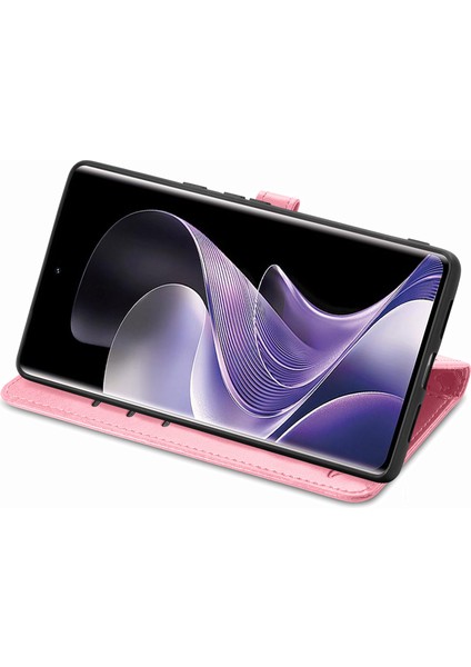 Xiaomi Redmi Note 14 Pro 5G Kılıf Deri Cüzdan Flip Telefon Kapağı Sevimli Kedi Köpek Desen-Pembe (Yurt Dışından)
