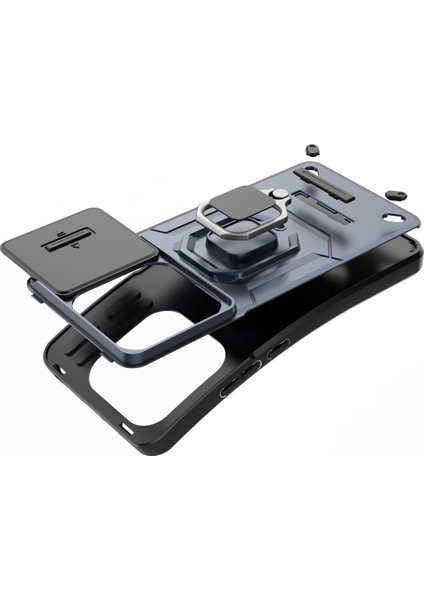 Xiaomi Redmi Note 14 5G-14 4G Kılıf Pc+Tpu Lens Kapaklı Telefon Koruyucu-Mavi (Yurt Dışından) modelleri