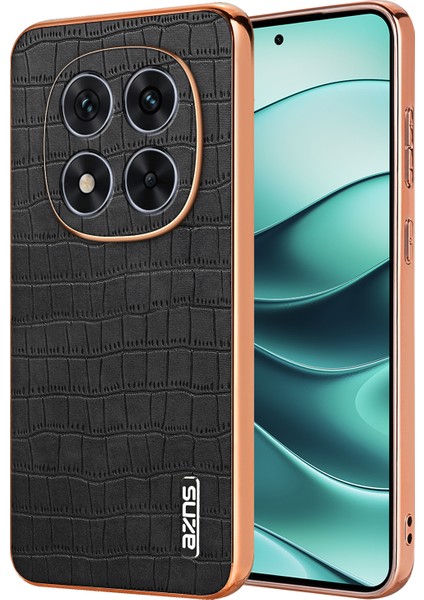 Xiaomi Redmi Note 14 Pro 5G Kılıf Galvanik Timsah Dokulu Pu+Tpu Telefon Kapağı-Siyah (Yurt Dışından)