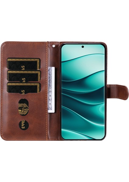 Xiaomi Redmi Note 14 Pro+ 5G-Note 14 Pro 5G Kılıf Fermuar Cüzdan Buzağı Dokusu Pu Deri Telefon Kapağı-Kahverengi (Yurt Dışından) modelleri
