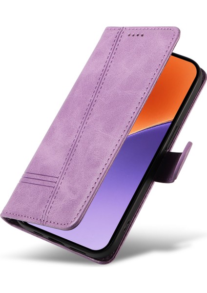 Xiaomi 15 Kılıf Kapaklı Cüzdan T-Şekil Hatları Deri Telefon Kapağı-Açık Mor (Yurt Dışından) indirimleri