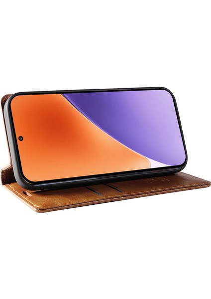 Xiaomi 15 Kılıf Manyetik Kapatma Deri Telefon Kapağı Litchi Doku-Kahverengi Için (Yurt Dışından) modelleri