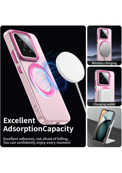 Xiaomi 15 Pro Için Magsafe Pc+Tpu+Pet Anti-Drop Telefon Kapağı İle Uyumlu Kılıf-Kırmızı (Yurt Dışından) modelleri