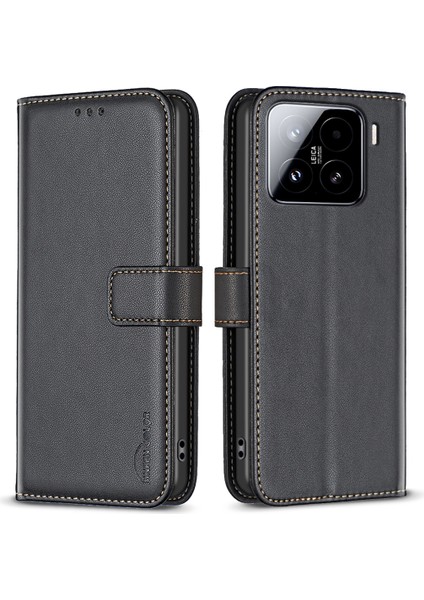 Xiaomi 15 Pro Kılıf Cüzdan Folyo Flip Deri Kapak-Siyah (Yurt Dışından)