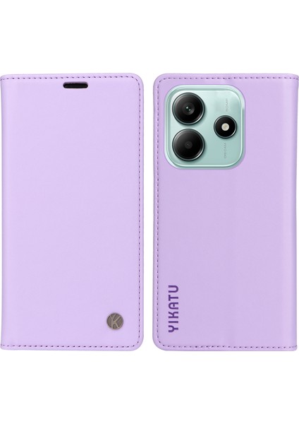 Xiaomi Redmi Note 14 5G Kılıf Deri Telefon Kılıfı Güçlü Manyetik Kapatma-Açık Mor (Yurt Dışından)