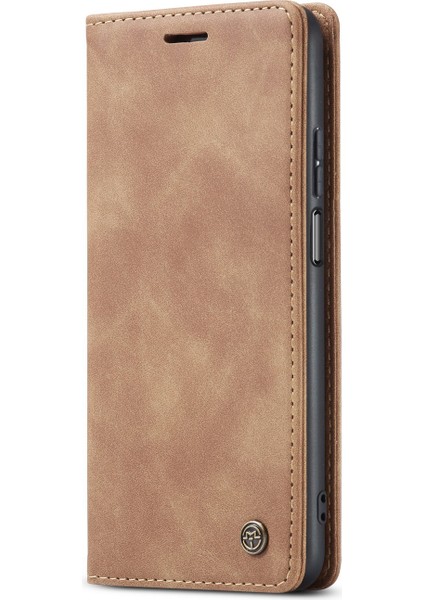 Xiaomi Poco X3 Gt-Xiaomi Redmi Not 10 Pro 5G (Çin) Kılıf Caseme 013 Serisi Kart Tutucu Deri Telefon Kapağı-Kahverengi (Yurt Dışından)