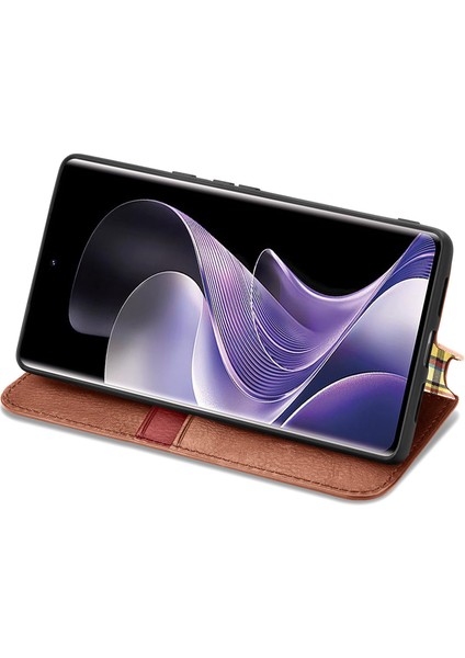 Xiaomi Redmi Note 14 Pro+ 5G Kılıf Pu Deri Cüzdan Telefon Kapağı-Kahverengi (Yurt Dışından)