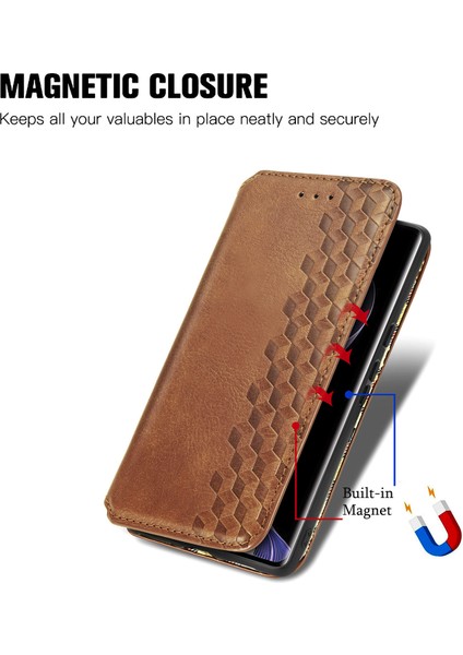 Xiaomi Redmi Note 14 Pro+ 5G Kılıf Pu Deri Cüzdan Telefon Kapağı-Kahverengi (Yurt Dışından)