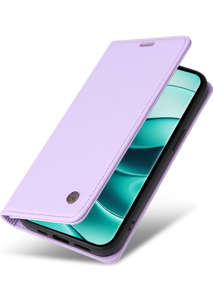 Xiaomi Redmi Note 14 Pro+ 5G - Note 14 Pro 5G Kılıf Deri Telefon Kapağı Güçlü Manyetik Kapatma-Açık Mor (Yurt Dışından)