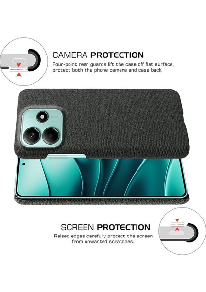 Xiaomi Redmi Için Not 14 5G Telefon Kılıfı Kumaş Dokusu Çizilmez Koruyucu Pc Arka Kapak-Siyah (Yurt Dışından) modelleri