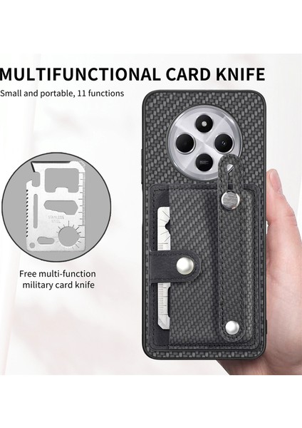 Xiaomi Redmi 14C 4G-14R 5G-Poco C75 4G Bileklik Anti-Drop Deri Arka Kapak Kart Tutucu-Siyah Telefon Kılıfı (Yurt Dışından) fırsatları