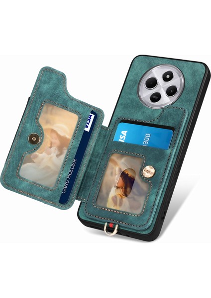 Xiaomi Redmi Için 14C 4G-14R 5G-Poco C75 4G Çanta Deri+Tpu Telefon Kapak Kartı Yuvaları, Halka Tutucu-Yeşil (Yurt Dışından) indirimleri
