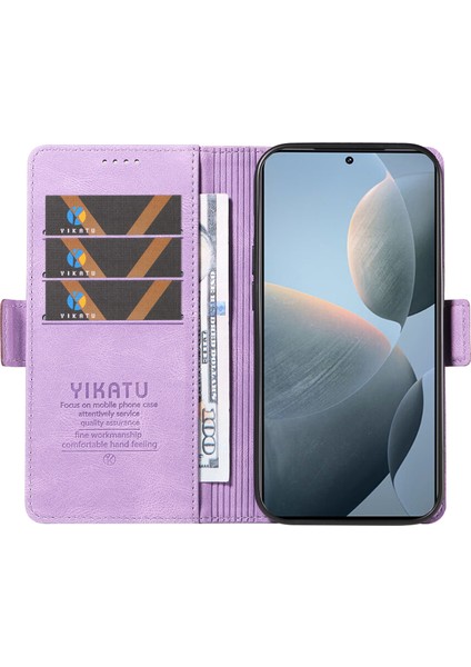 Xiaomi 14T Kılıf Için Pu Deri Cüzdan Telefon Kapağı Cilt Dokunmatik Duygu-Mor (Yurt Dışından)