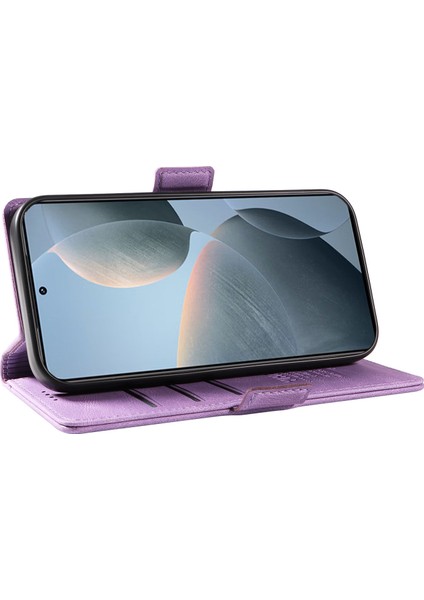 Xiaomi 14T Kılıf Için Pu Deri Cüzdan Telefon Kapağı Cilt Dokunmatik Duygu-Mor (Yurt Dışından)