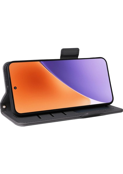 Xiaomi 15 Pro Kılıf Litchi Doku Pu Deri Cüzdan Çevirmeli Telefon Kapağı-Gri (Yurt Dışından)