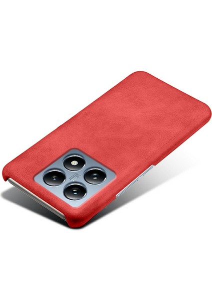 Xiaomi 14T Pro Kılıf Buzağı Dokusu Pu Deri Sert Pc Koruyucu Telefon Kapağı-Kırmızı (Yurt Dışından) modelleri