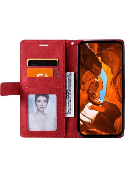 Xiaomi Poco C75 4G-Redmi 14R 5G-14C 4G Ekleme Cüzdan Telefon Kapağı-Kırmızı (Yurt Dışından)