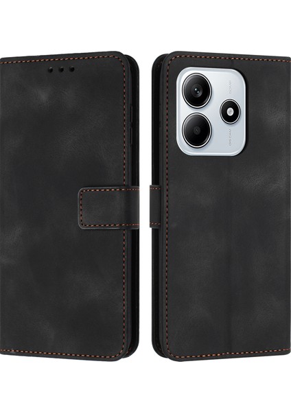 Xiaomi Redmi Note 14 5G Düz Renk Cüzdan Koruyucu Telefon Kapağı-Siyah (Yurt Dışından)