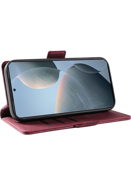 Xiaomi 14T Kılıf Pu Deri Cüzdan Telefon Kapağı Cilt Dokunmatik Duygu-Şarap Kırmızısı Için (Yurt Dışından)