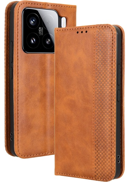 Xiaomi 15 Cüzdan Retro Doku Telefon Kapağı-Kahverengi (Yurt Dışından)