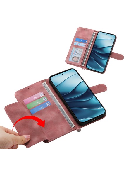 Xiaomi Redmi Note 14 5G-14 4G Kılıf Çiçek Desenli Pu Deri Cüzdan Telefon Kılıfı Askılı-Pembe (Yurt Dışından) modelleri