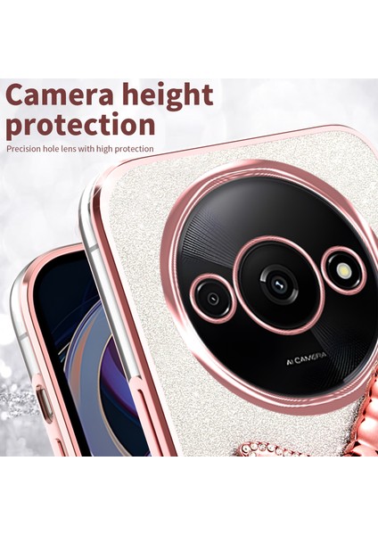 Xiaomi Redmi A3 4G-A3X 4G-Poco C61 4G Dragonfly Tpu Çiçekler Glitter Telefon Kapağı-Mor (Yurt Dışından)