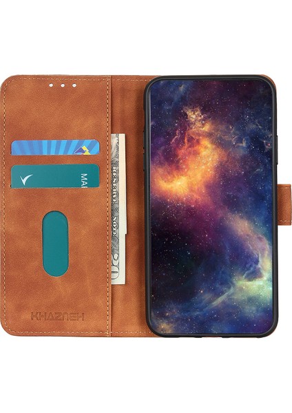 Xiaomi Redmi Note 14 Pro+ 5G - Note 14 Pro 5G Cüzdan Kılıf Pu Deri Telefon Kapağı Retro Doku-Kahverengi Için (Yurt Dışından)