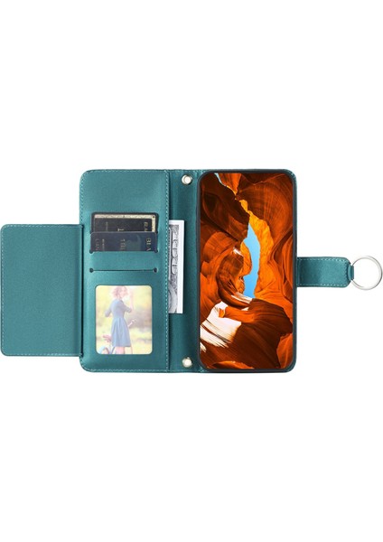 Xiaomi Poco X6 5G-Redmi Not 13 Pro 5G Crossbody Halka Toka Cüzdan Eşkenar Dörtgen Mobil Kapak-Yeşil (Yurt Dışından) fırsatları