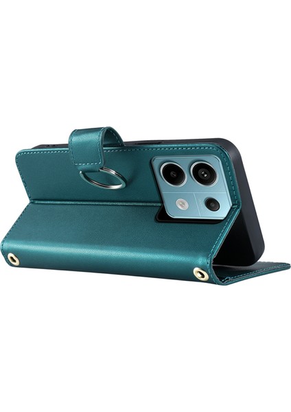 Xiaomi Poco X6 5G-Redmi Not 13 Pro 5G Crossbody Halka Toka Cüzdan Eşkenar Dörtgen Mobil Kapak-Yeşil (Yurt Dışından) indirimleri