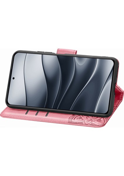 Xiaomi Redmi Note 14 5G Kılıf Pu Deri Cüzdan Telefon Kapağı Desenli-Pembe (Yurt Dışından)