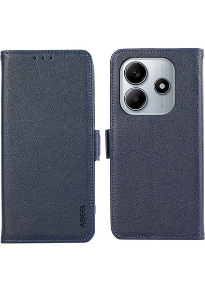 Xiaomi Redmi Note 14 4G Kılıf Litchi Doku Deri Rfıd Engelleme Telefon Kapağı-Mavi Için (Yurt Dışından)