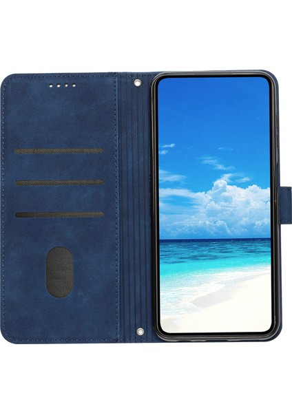 Xiaomi Redmi Için Not 14 Pro 5G-Not 14 Pro+ 5G Kılıf Görüntüleme Pu Deri Telefon Kapağı Baskılı Desen-Safir (Yurt Dışından)