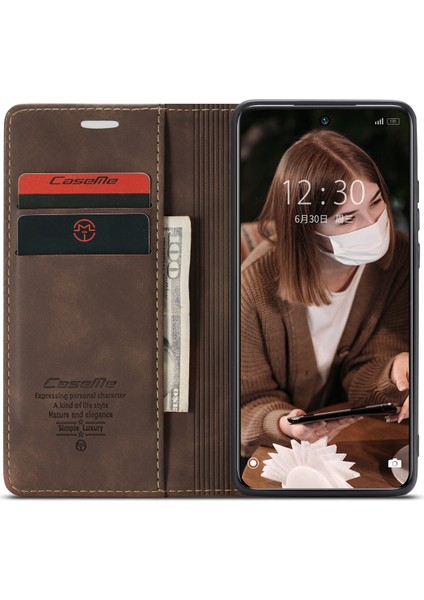 Xiaomi Poco X3 Gt-Xiaomi Redmi Not 10 Pro 5G (Çin) Kılıf Caseme 013 Serisi Kart Tutucu Deri Telefon Kapağı-Kahve (Yurt Dışından) modelleri