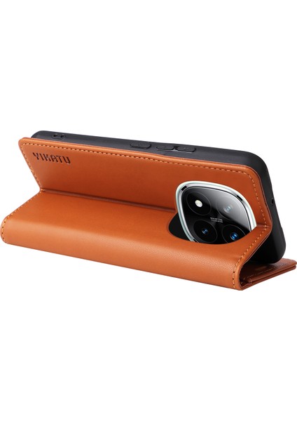 Xiaomi Redmi Note 14 Pro+ 5G - Note 14 Pro 5G Kılıf Deri Telefon Kapağı Güçlü Manyetik Kapatma-Kahverengi (Yurt Dışından) fırsatları