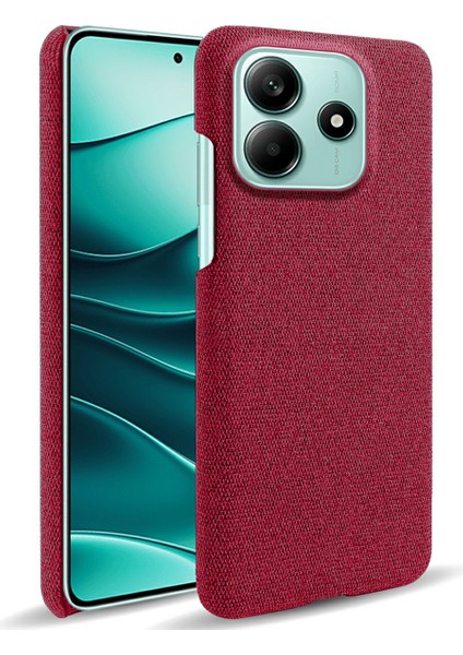 Xiaomi Redmi Note 14 5G Telefon Kılıfı Kumaş Dokusu Çizilmez Koruyucu Pc Arka Kapak-Kırmızı (Yurt Dışından)