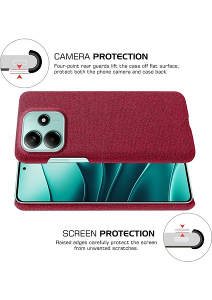 Xiaomi Redmi Note 14 5G Telefon Kılıfı Kumaş Dokusu Çizilmez Koruyucu Pc Arka Kapak-Kırmızı (Yurt Dışından) modelleri