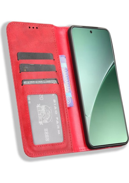 Xiaomi 15 Cüzdan Retro Dokulu Telefon Kapağı-Kırmızı (Yurt Dışından) indirimleri